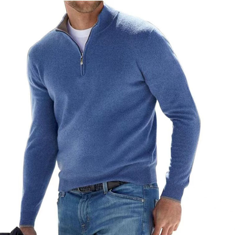 Fabiano - Edler Herrenpullover mit Dreiviertelreißverschluss