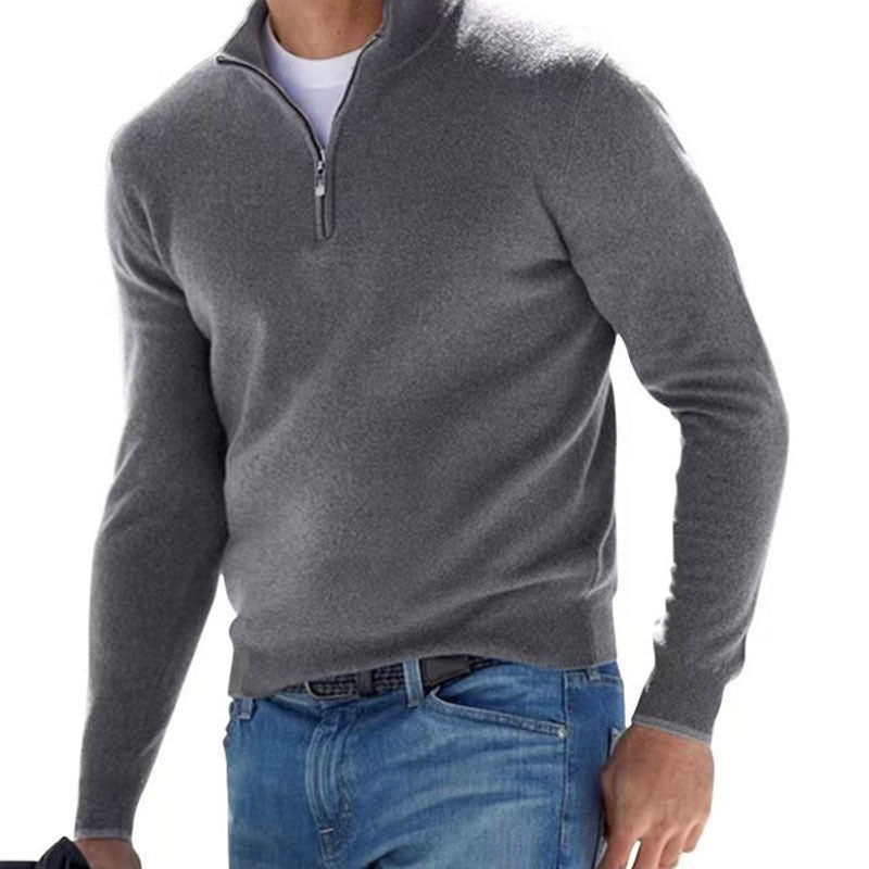 Fabiano - Edler Herrenpullover mit Dreiviertelreißverschluss